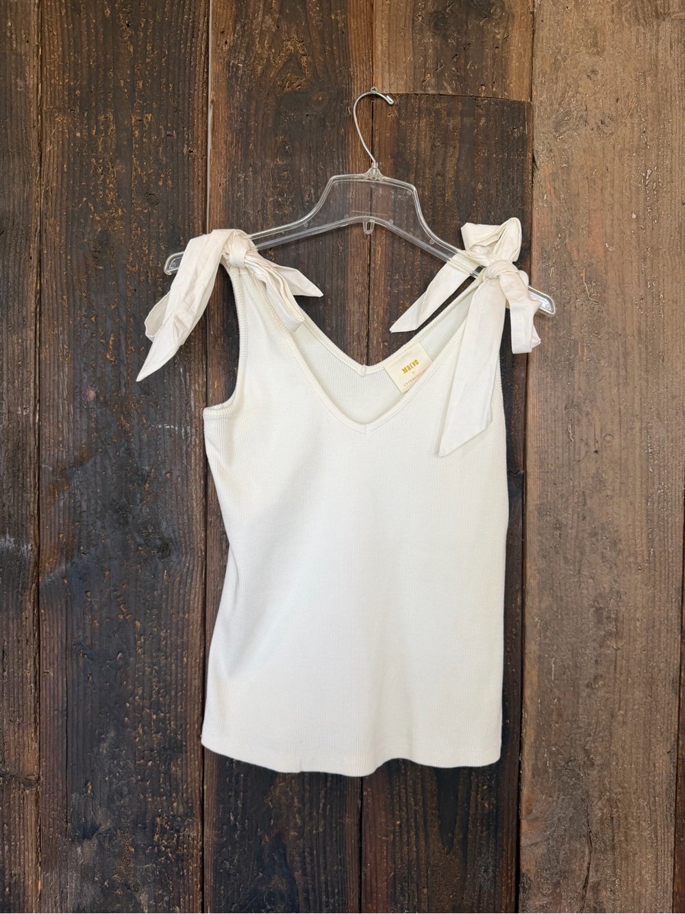 Anthropologie Tie-Shoulder V-Neck Tank Top - Cream
